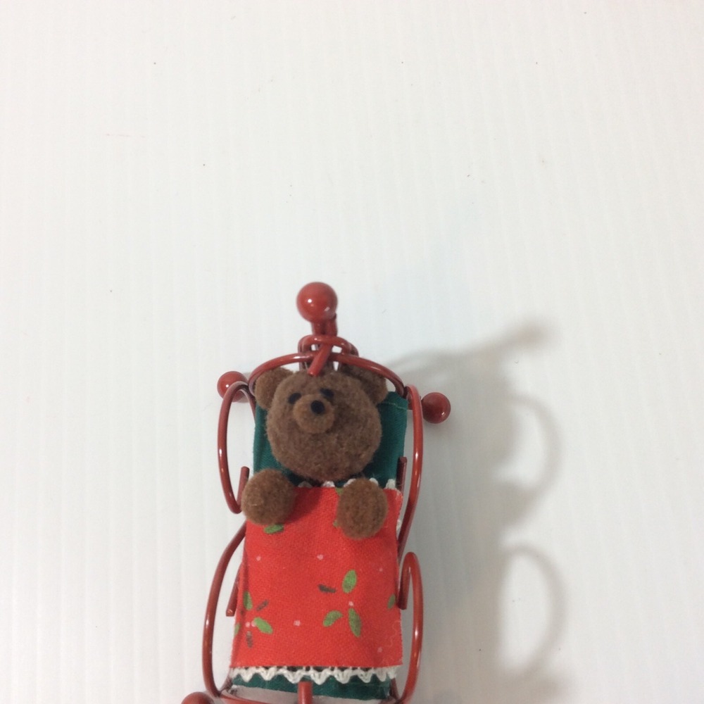 Miniature Bear in Bassinet Bed Christmas Decoration Ornament Swings Stocking 3" - Picture 8 of 12